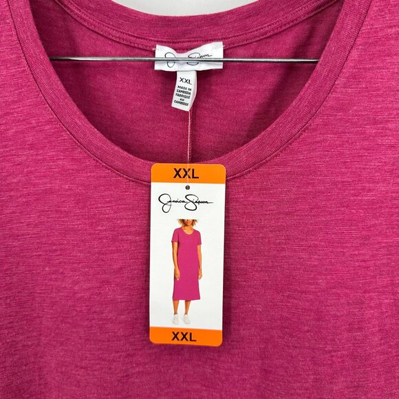Jessica Simpson Raspberry Red Midi T-Shirt Casual Lounge Short Sleeve Dress XXL - Picture 6 of 7